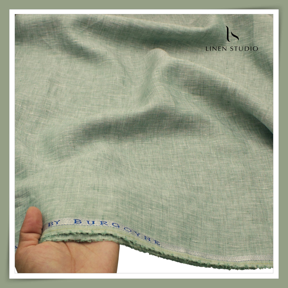 Burgoyne 70 Lea Linen Two Tone Shirting WAVE - Pale Sage  (NEW)
