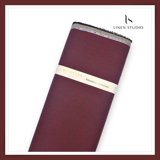 Burgoyne 70 Lea Linen Two Tone Shirting WAVE - Wine (NEW)