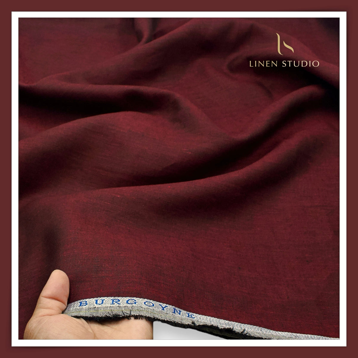 Burgoyne 70 Lea Linen Two Tone Shirting WAVE - Wine (NEW)
