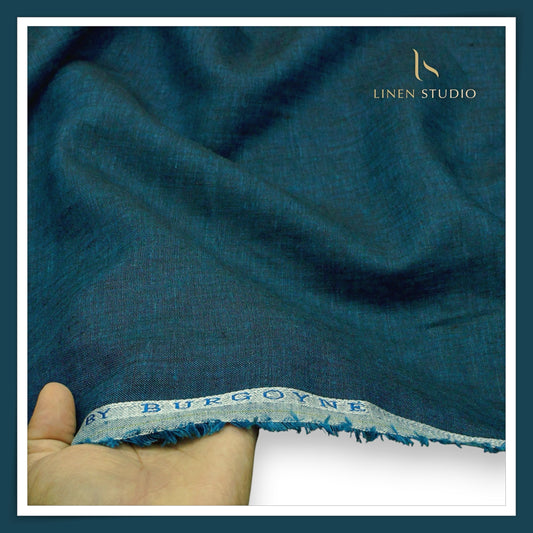 Burgoyne 70 Lea Linen Two Tone Shirting WAVE - Peacock Teal (NEW)