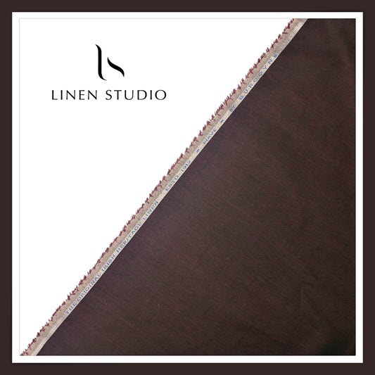 Burgoyne 70 Lea Linen Two Tone Shirting WAVE - Maroonish Red (NEW)