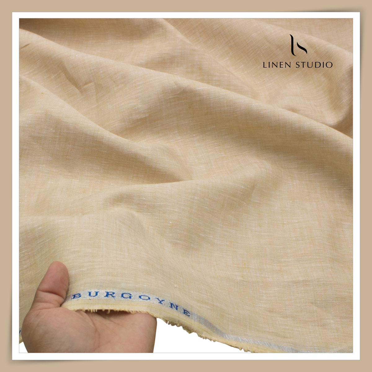 Burgoyne 70 Lea Linen Two Tone Shirting WAVE - Sandstone (NEW)