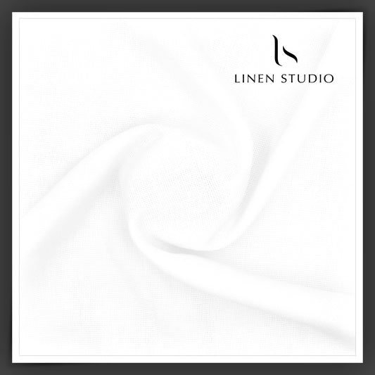 White Netted Shirting by Burgoyne - Pure Linen 70 Lea (Zoom In) (Most Selling)