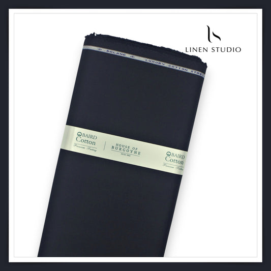 Twill Cotton 3 Ply Stretch Suiting by Burgoyne Ireland - Darkest Teal (zoom in)
