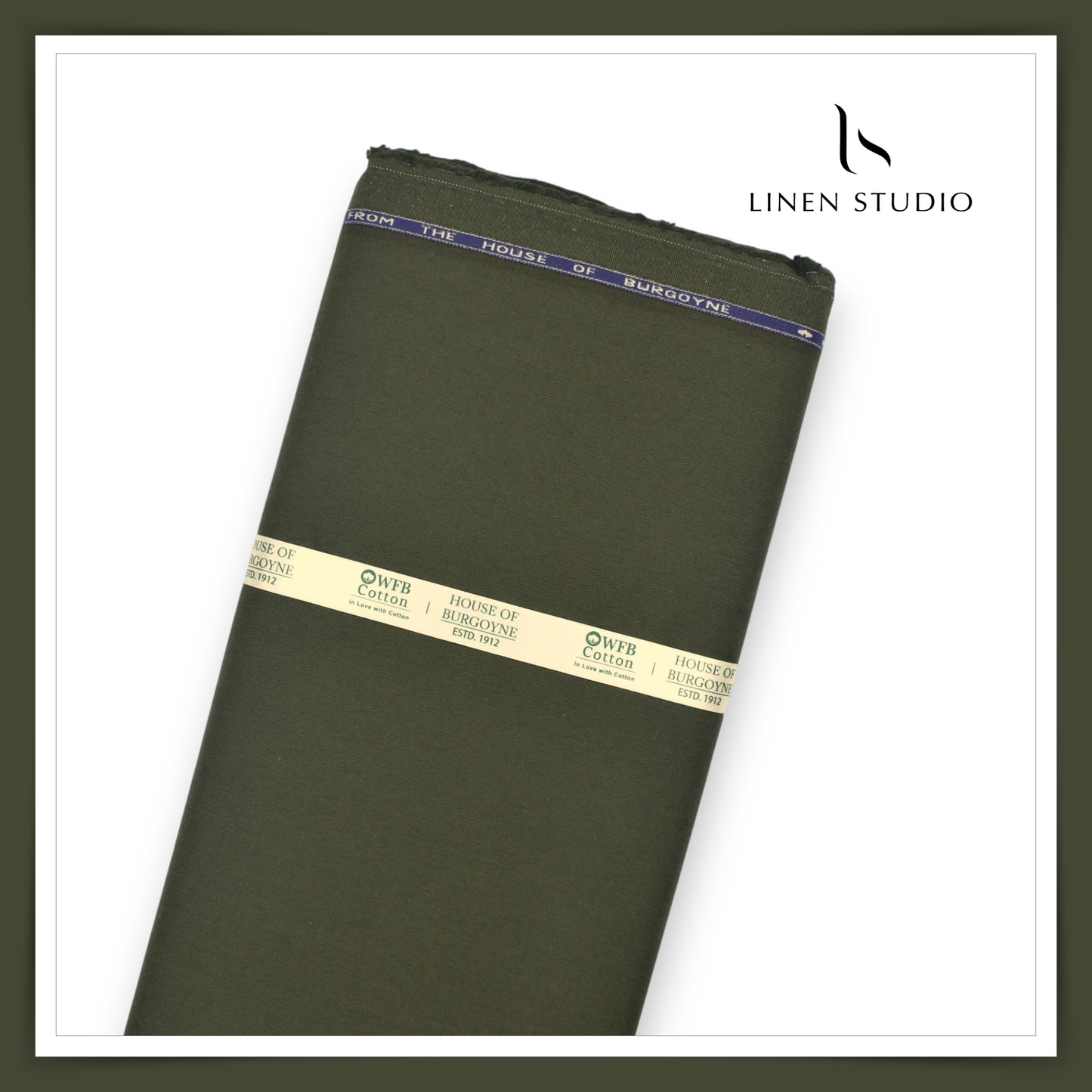 Twill Cotton 3 Ply Stretch Suiting by Burgoyne Ireland - Rifle Green (zoom in)