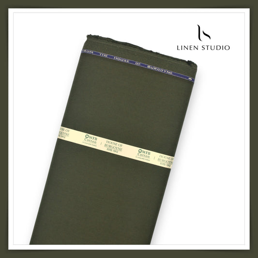 Twill Cotton 3 Ply Stretch Suiting by Burgoyne Ireland - Rifle Green (zoom in)