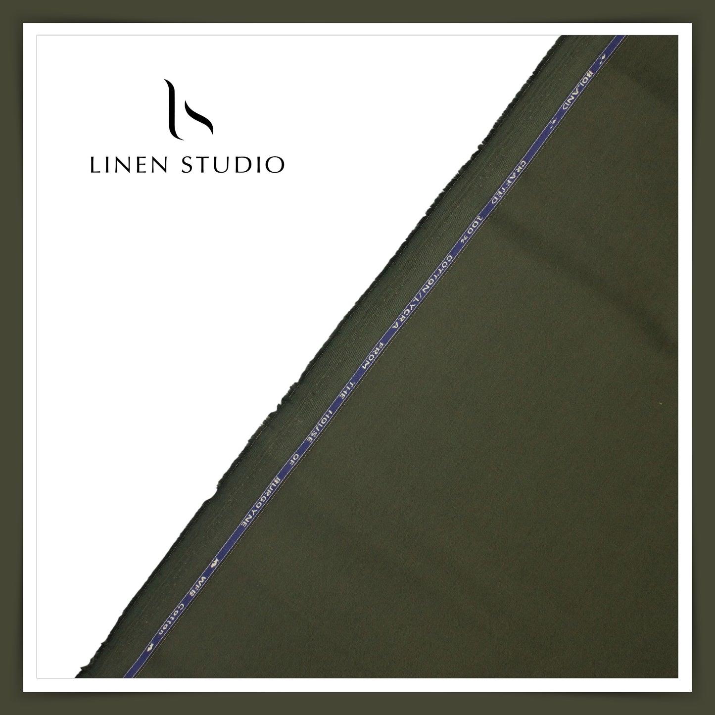 Twill Cotton 3 Ply Stretch Suiting by Burgoyne Ireland - Rifle Green (zoom in)
