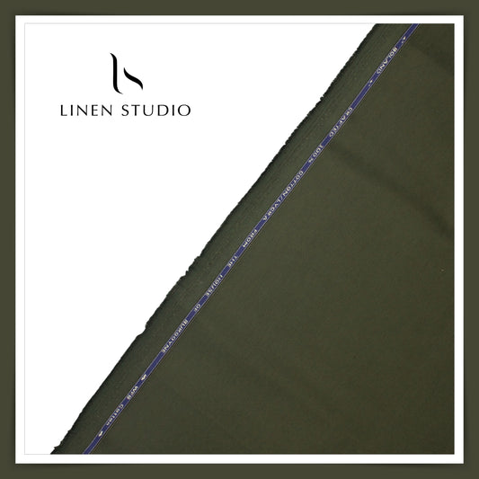 Twill Cotton 3 Ply Stretch Suiting by Burgoyne Ireland - Rifle Green (zoom in)