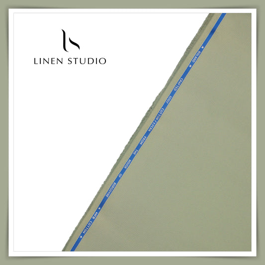 Twill Cotton 3 Ply Stretch Suiting by Burgoyne Ireland - Sage Green (zoom in)