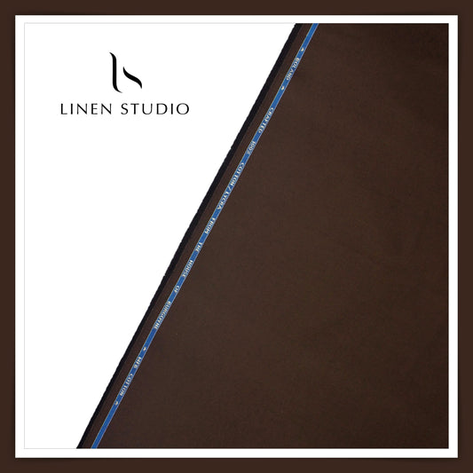 Twill Cotton 3 Ply Stretch Suiting by Burgoyne Ireland - Brunette Brown (zoom in)