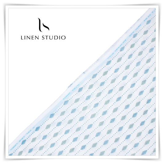 True Linen 60 Lea European Linen Printed Shirting - Vista Lines