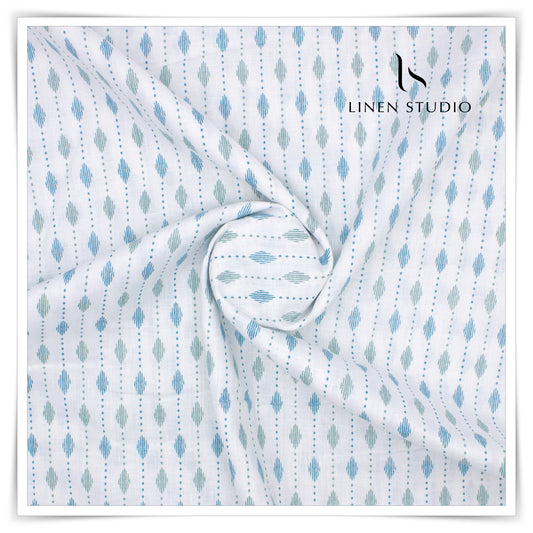 True Linen 60 Lea European Linen Printed Shirting - Vista Lines