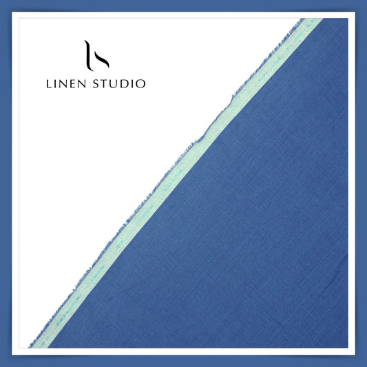 Linen Fiesta 60 Lea Plain Shirting - Tealish Blue (Fastest Selling)