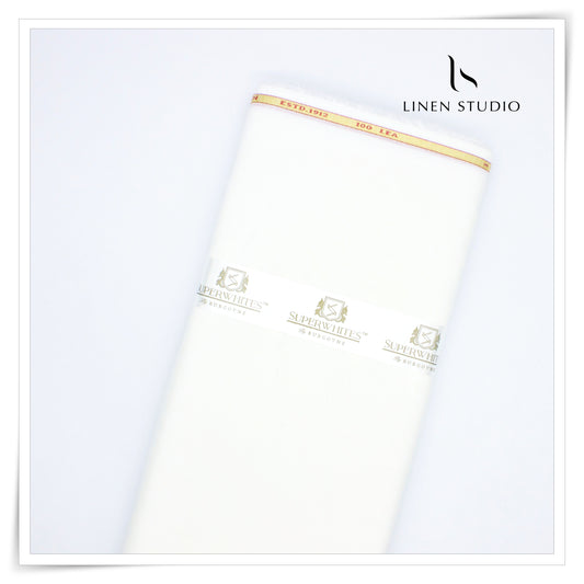 100 Lea by Burgoyne - Super White Pure Linen Shirting - Linen Studio