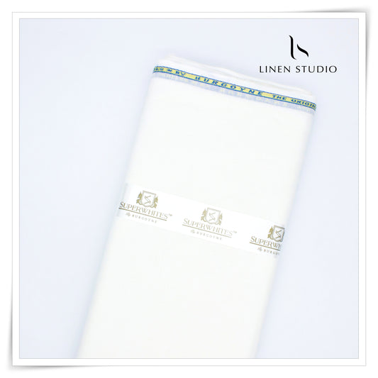 110 Lea by Burgoyne - Super White Pure Linen Shirting - Linen Studio