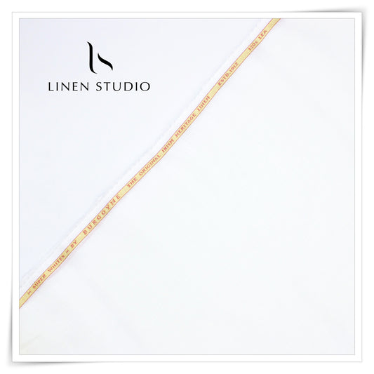 120 Lea Twill by Burgoyne - Super White Pure Linen Shirting - Linen Studio