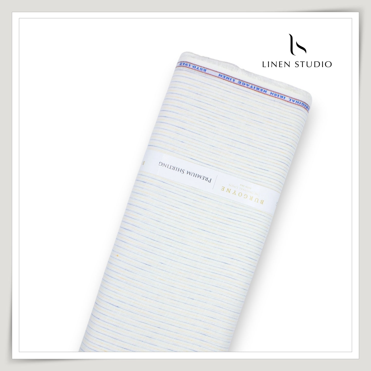 Burgoyne Exclusive 100 Lea Premium Linen Shirting - White Stripes (Last few mtrs)