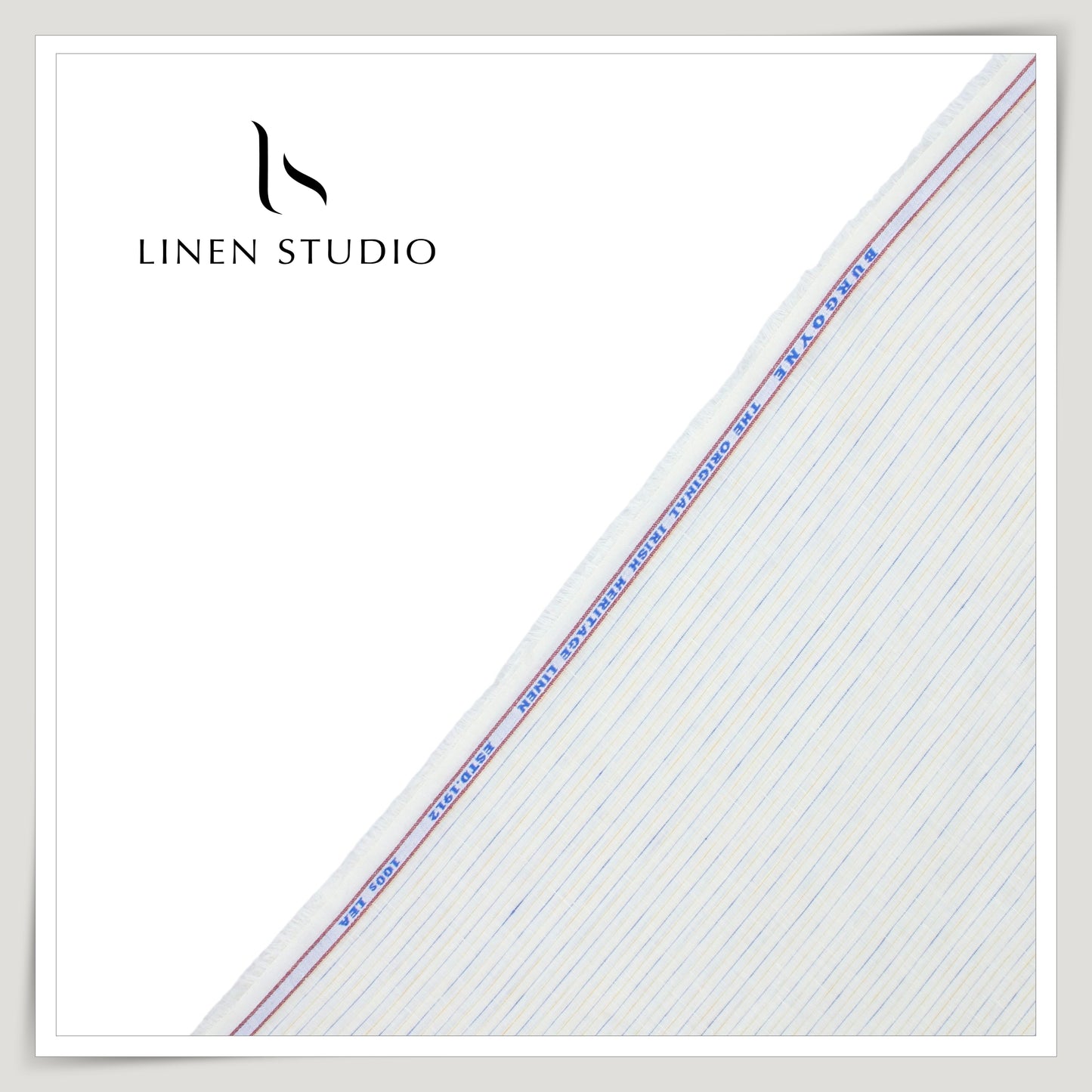 Burgoyne Exclusive 100 Lea Premium Linen Shirting - White Stripes (Last few mtrs)