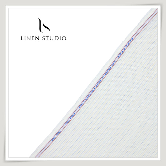 Burgoyne Exclusive 100 Lea Premium Linen Shirting - White Stripes (Last few mtrs)