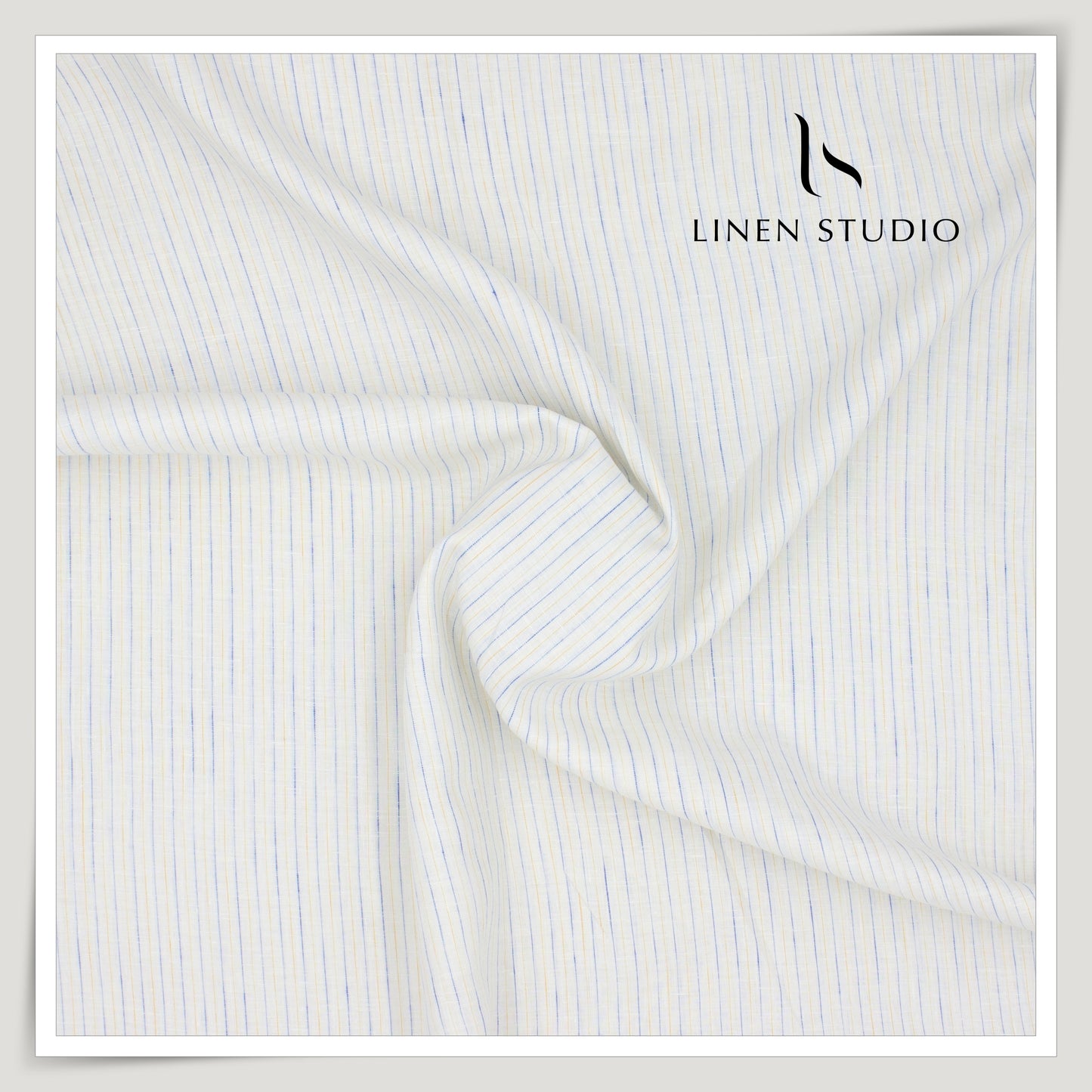 Burgoyne Exclusive 100 Lea Premium Linen Shirting - White Stripes (Last few mtrs)