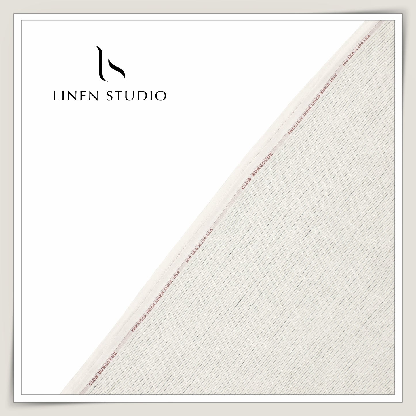 Burgoyne Exclusive 100 Lea Premium Linen Shirting - Off White Stripes (Last few mtrs)