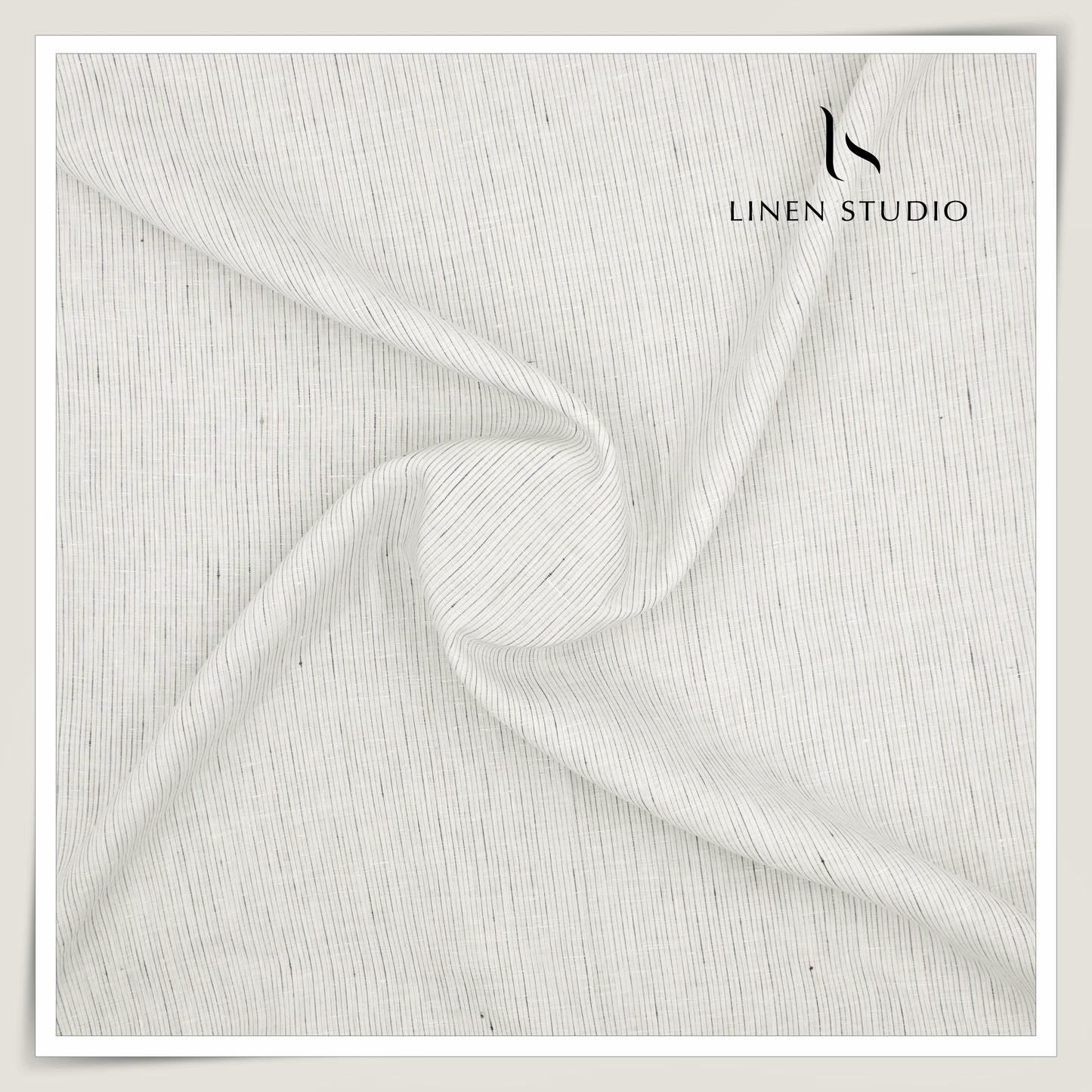 Burgoyne Exclusive 100 Lea Premium Linen Shirting - Off White Stripes (Last few mtrs)