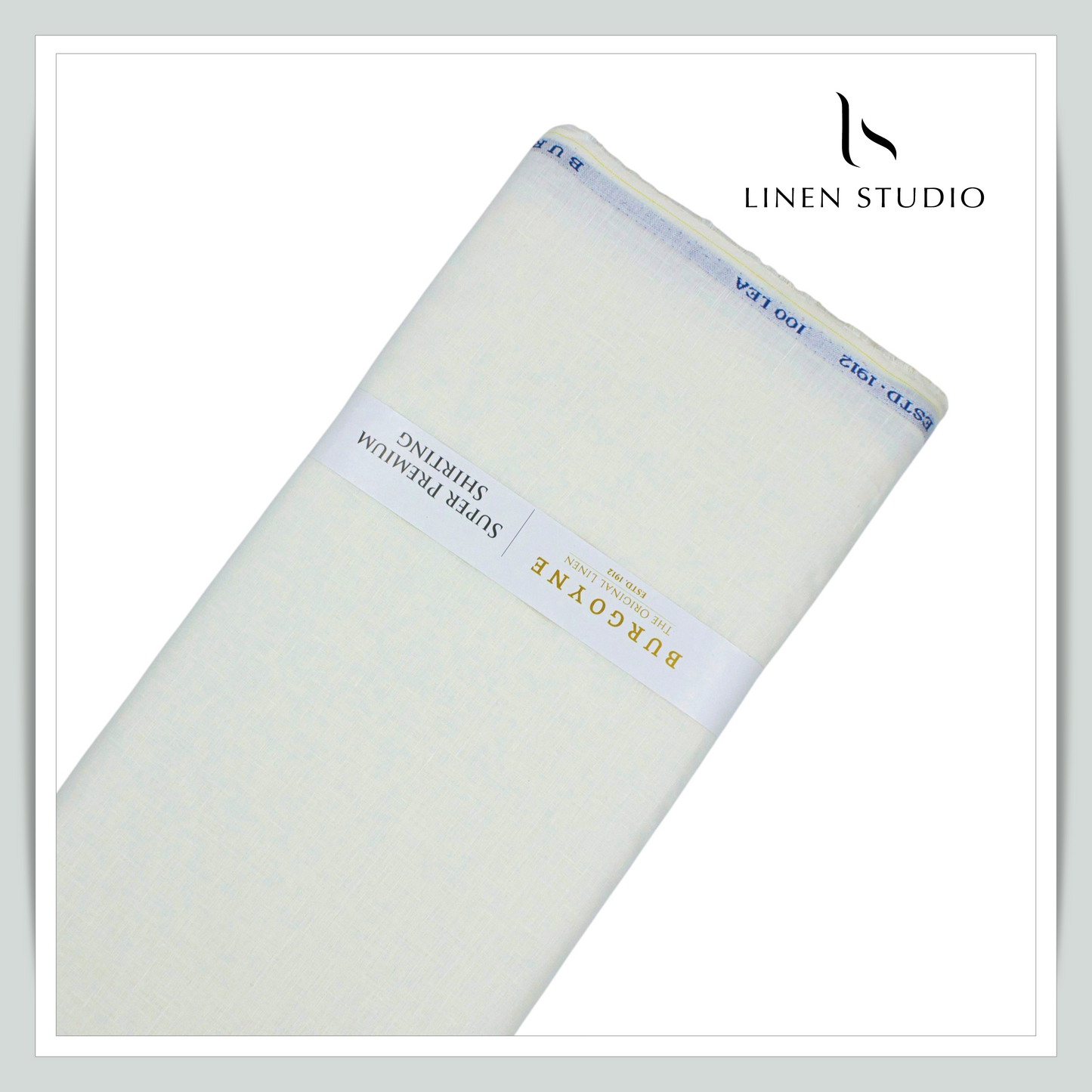 100 LEA PREMIUM Linen Plain Shirting by Burgoyne - Cream (1st Time) (NEW)