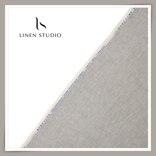 100 LEA PREMIUM Linen Plain Shirting by Burgoyne - Cloud Grey (NEW)