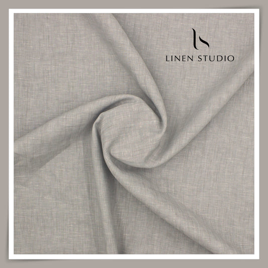 100 LEA PREMIUM Linen Plain Shirting by Burgoyne - Cloud Grey (NEW)