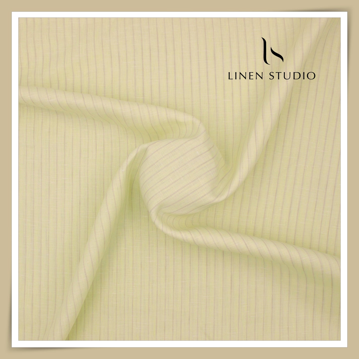 100 LEA PREMIUM Linen Shirting by Burgoyne - Hampton Yellow Stripes (NEW)