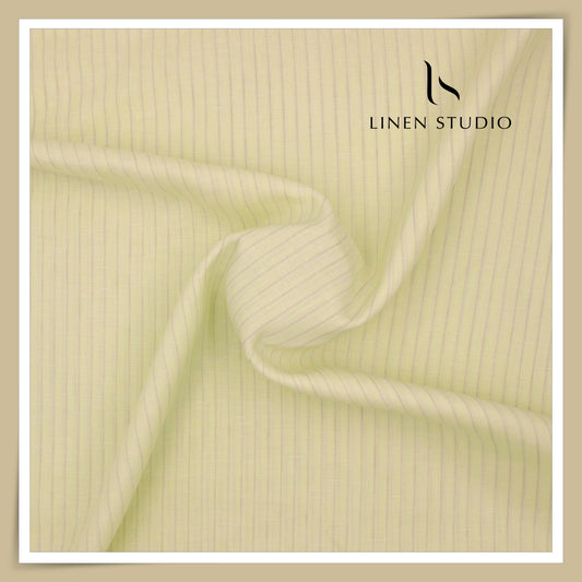 100 LEA PREMIUM Linen Shirting by Burgoyne - Hampton Yellow Stripes (NEW)