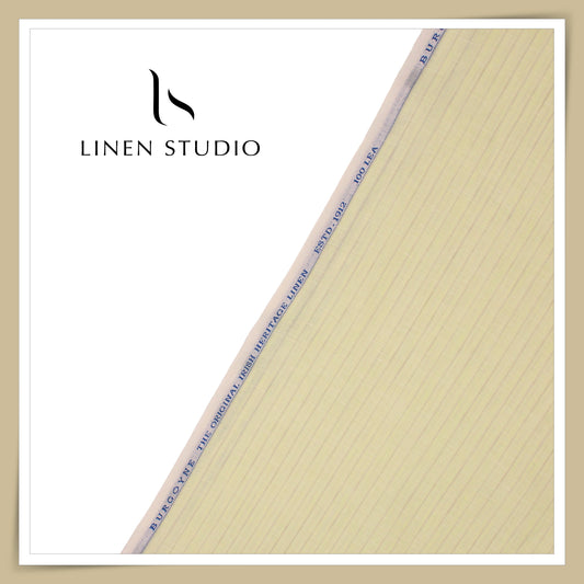 100 LEA PREMIUM Linen Shirting by Burgoyne - Hampton Yellow Stripes (NEW)