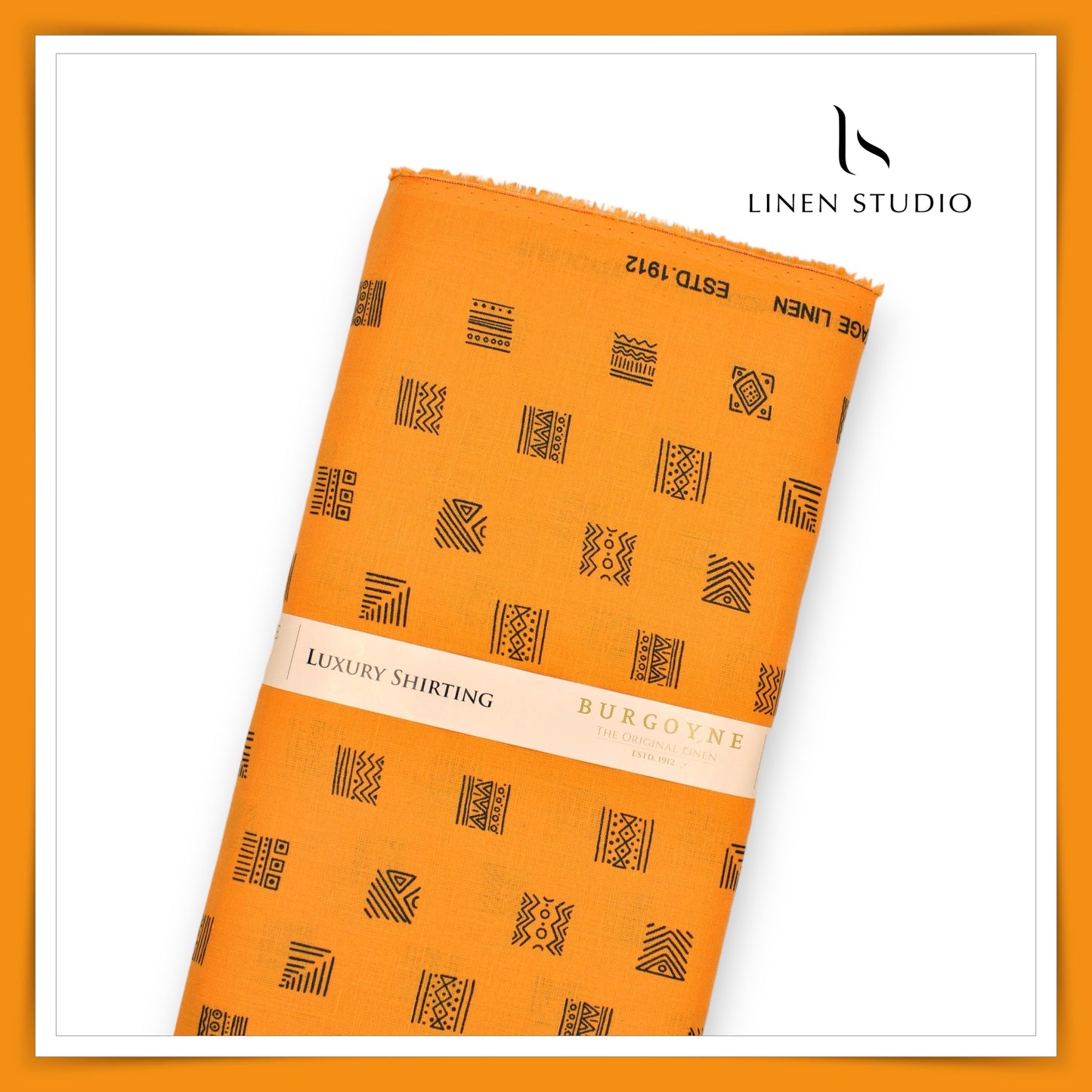 Burgoyne Pure Linen Digital Print - Golden Orange (60% SALE)