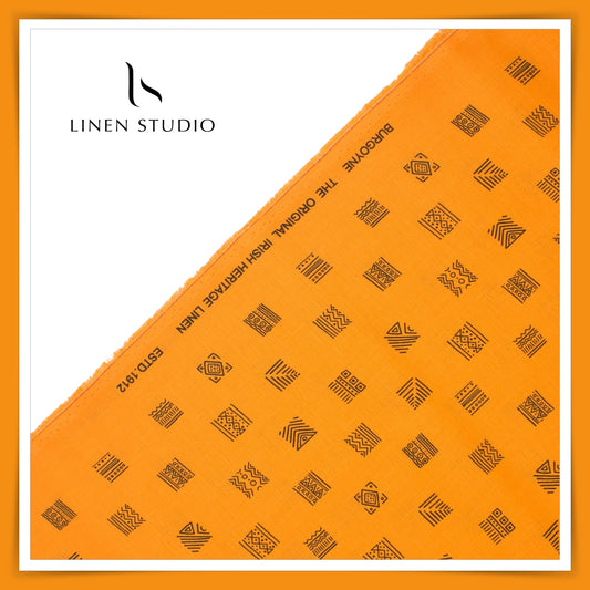 Burgoyne Pure Linen Digital Print - Golden Orange (60% SALE)