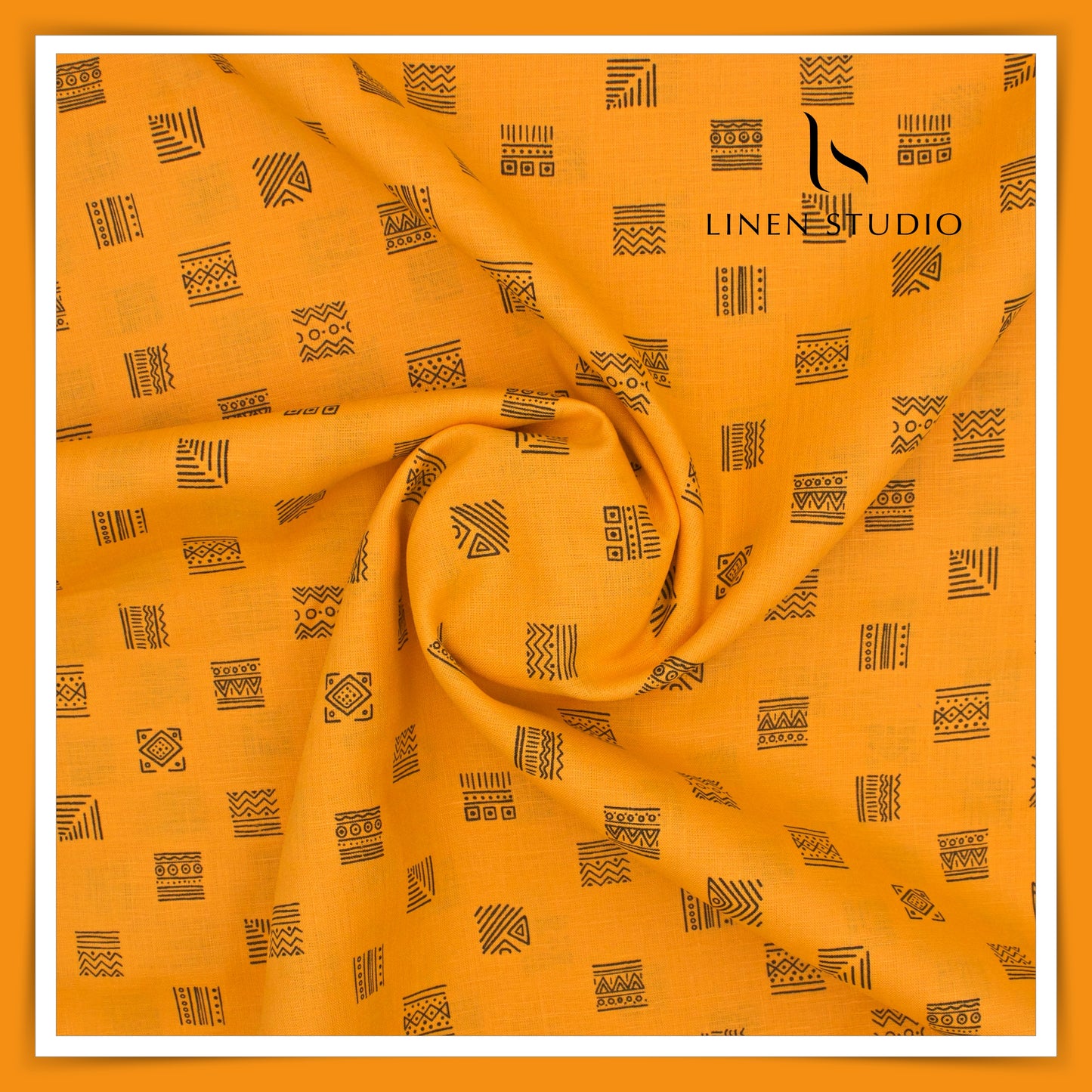 Burgoyne Pure Linen Digital Print - Golden Orange (60% SALE)
