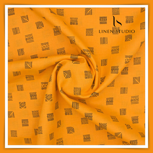 Burgoyne Pure Linen Digital Print - Golden Orange (60% SALE)