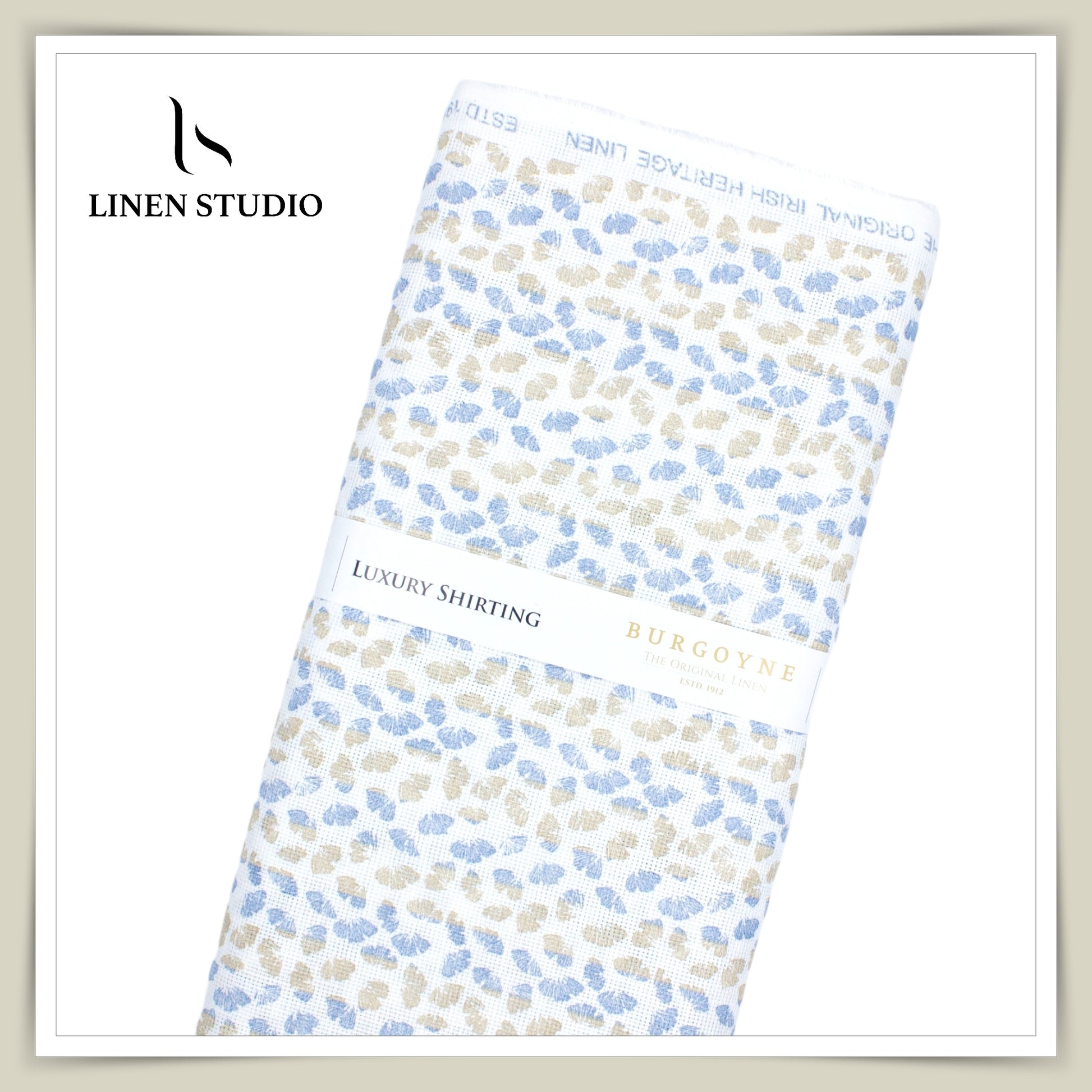 Burgoyne Digital Printed Exclusive Netted Linen - Blue Sand - Linen Studio