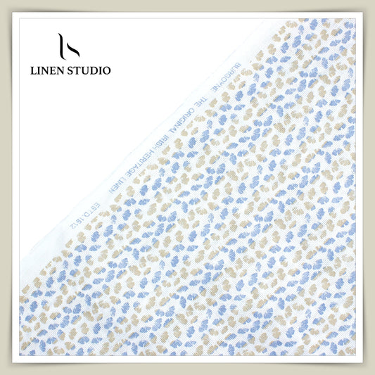 Burgoyne Digital Printed Exclusive Netted Linen - Blue Sand - Linen Studio