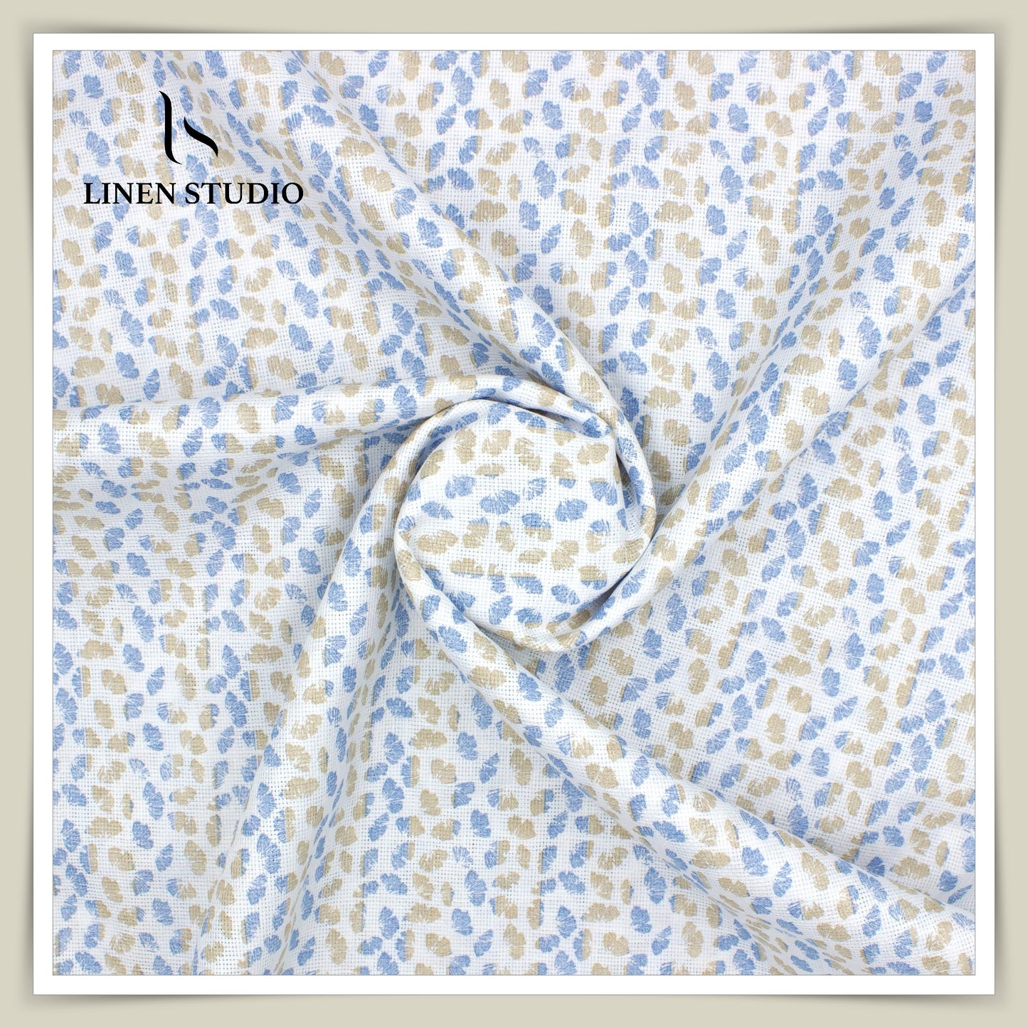 Burgoyne Digital Printed Exclusive Netted Linen - Blue Sand - Linen Studio