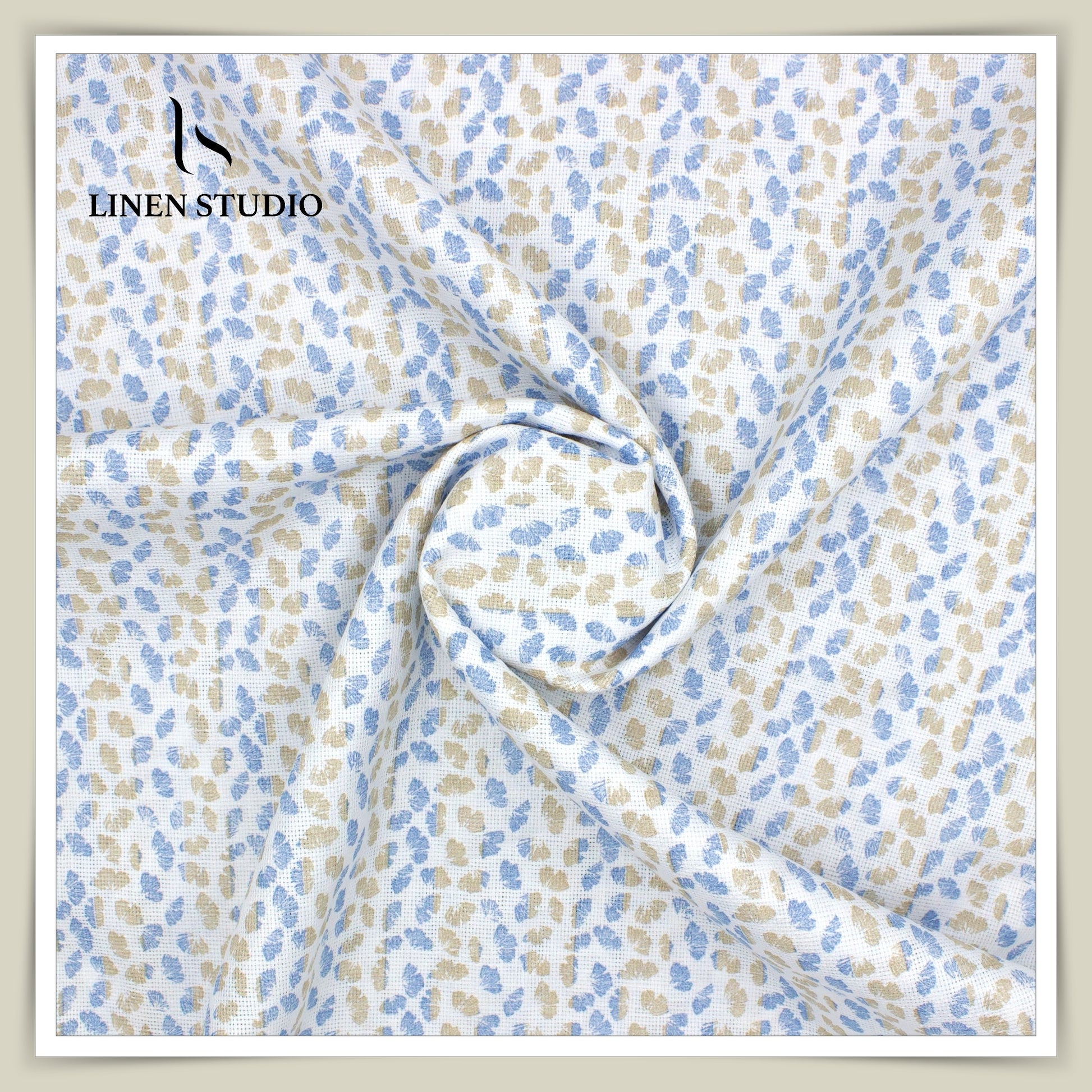 Burgoyne Digital Printed Exclusive Netted Linen - Blue Sand - Linen Studio