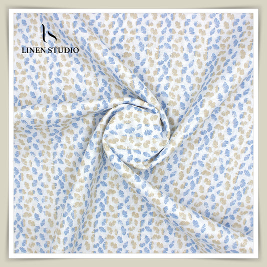Burgoyne Digital Printed Exclusive Netted Linen - Blue Sand - Linen Studio