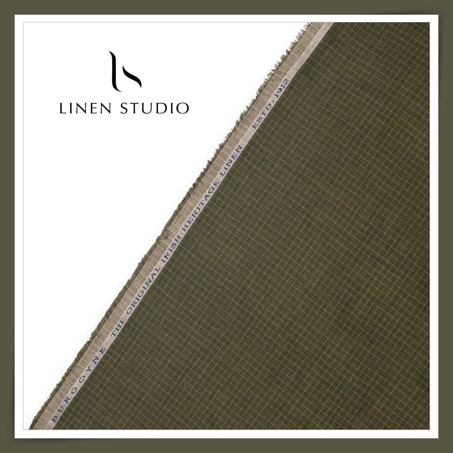 60 Lea Pure Linen Shirting by Burgoyne - Woodland Green Checks (NEW)