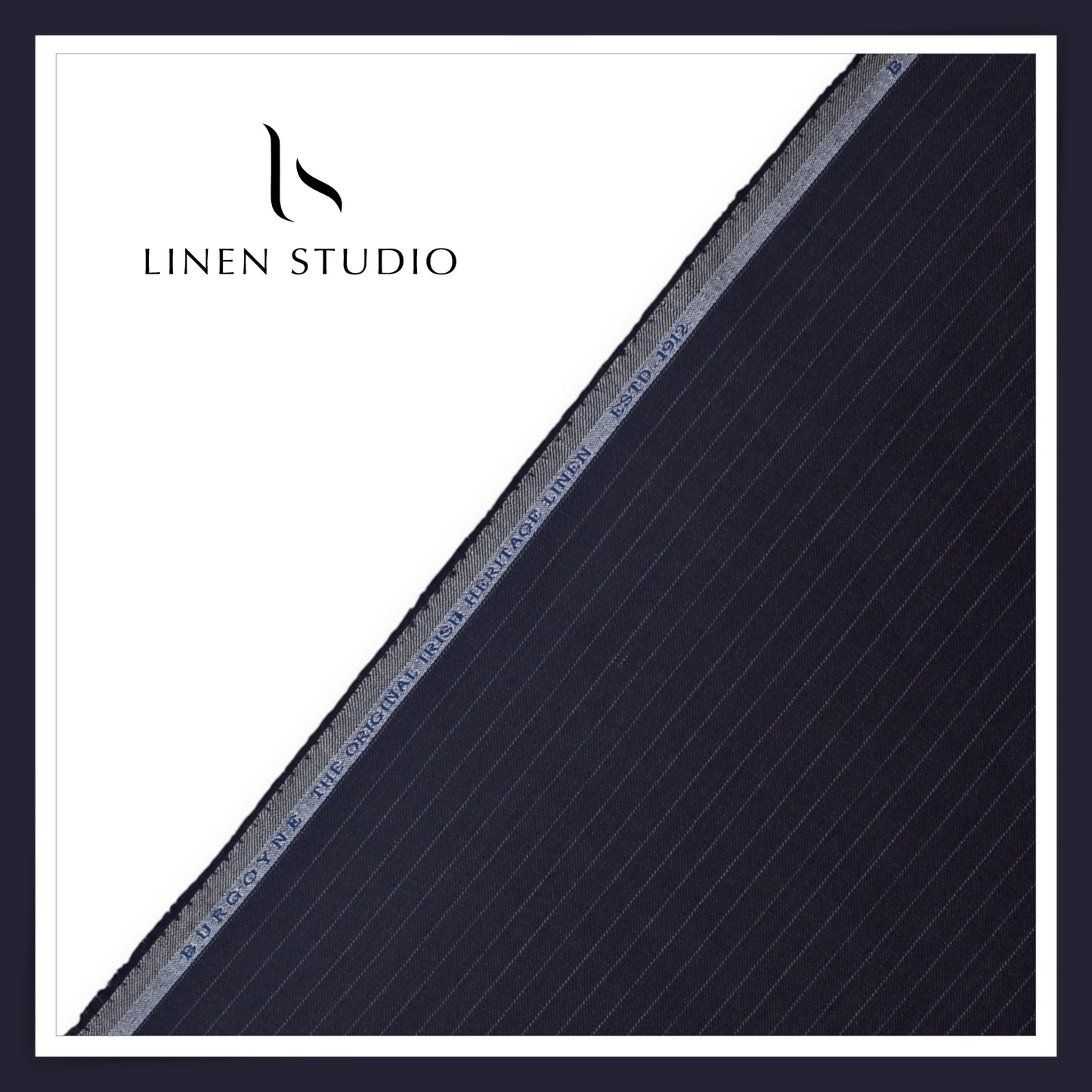 Burgoyne Pure Linen Premium Twill Suiting - Tuna Blue Stripes (Summer Collection) (NEW)