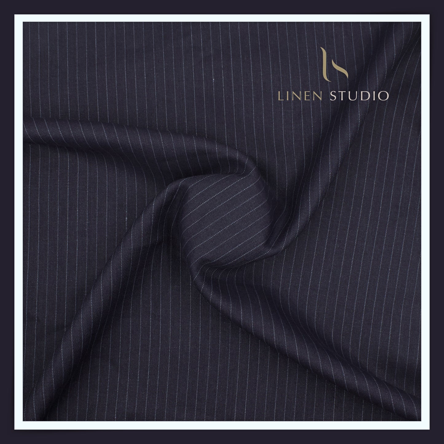 Burgoyne Pure Linen Premium Twill Suiting - Tuna Blue Stripes (Summer Collection) (NEW)