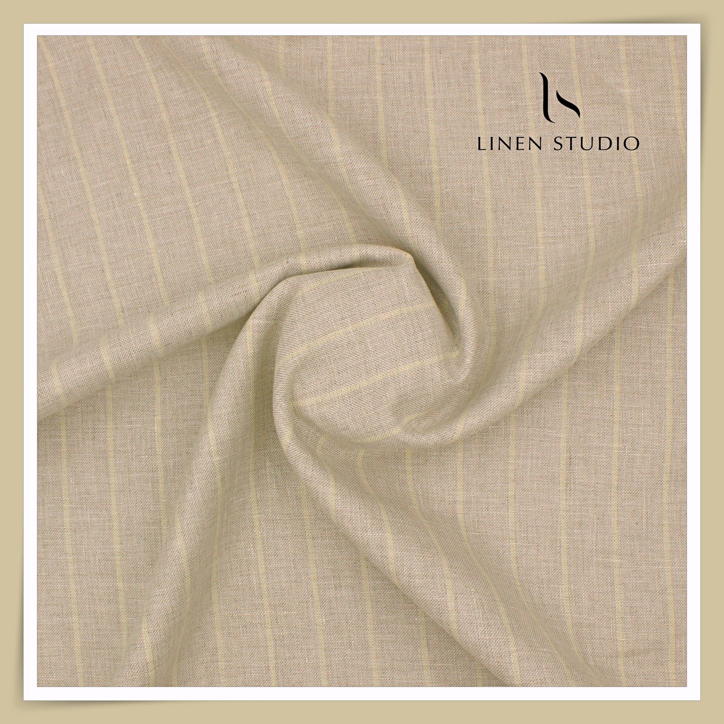 40 Lea Premium Linen Suiting by Burgoyne - Vanilla Natural Stripes (NEW) (Most Selling)