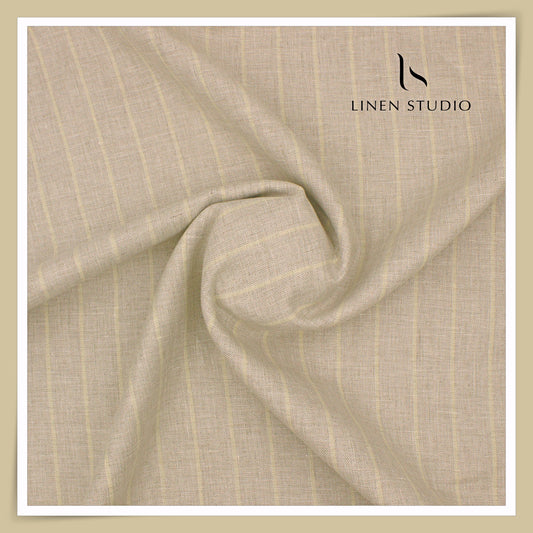 40 Lea Premium Linen Suiting by Burgoyne - Vanilla Natural Stripes (NEW) (Most Selling)