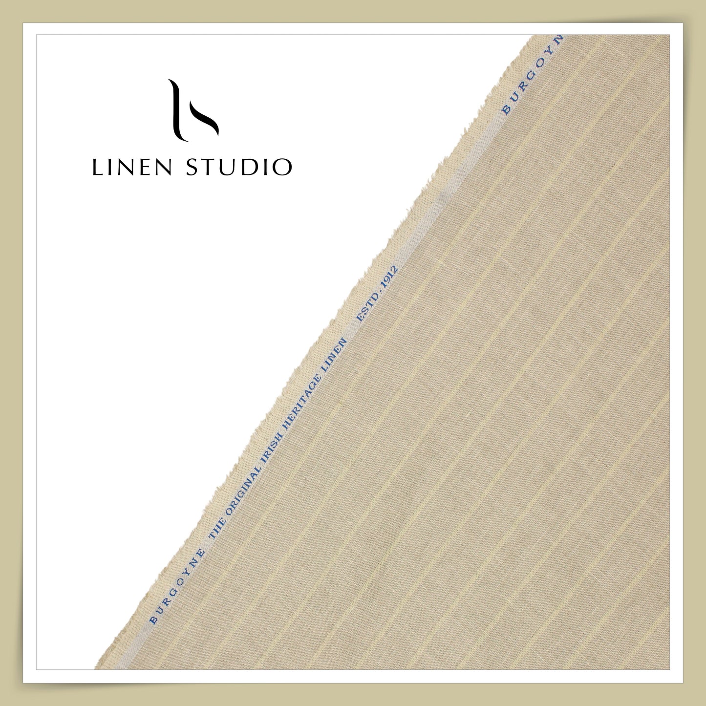 40 Lea Premium Linen Suiting by Burgoyne - Vanilla Natural Stripes (NEW) (Most Selling)