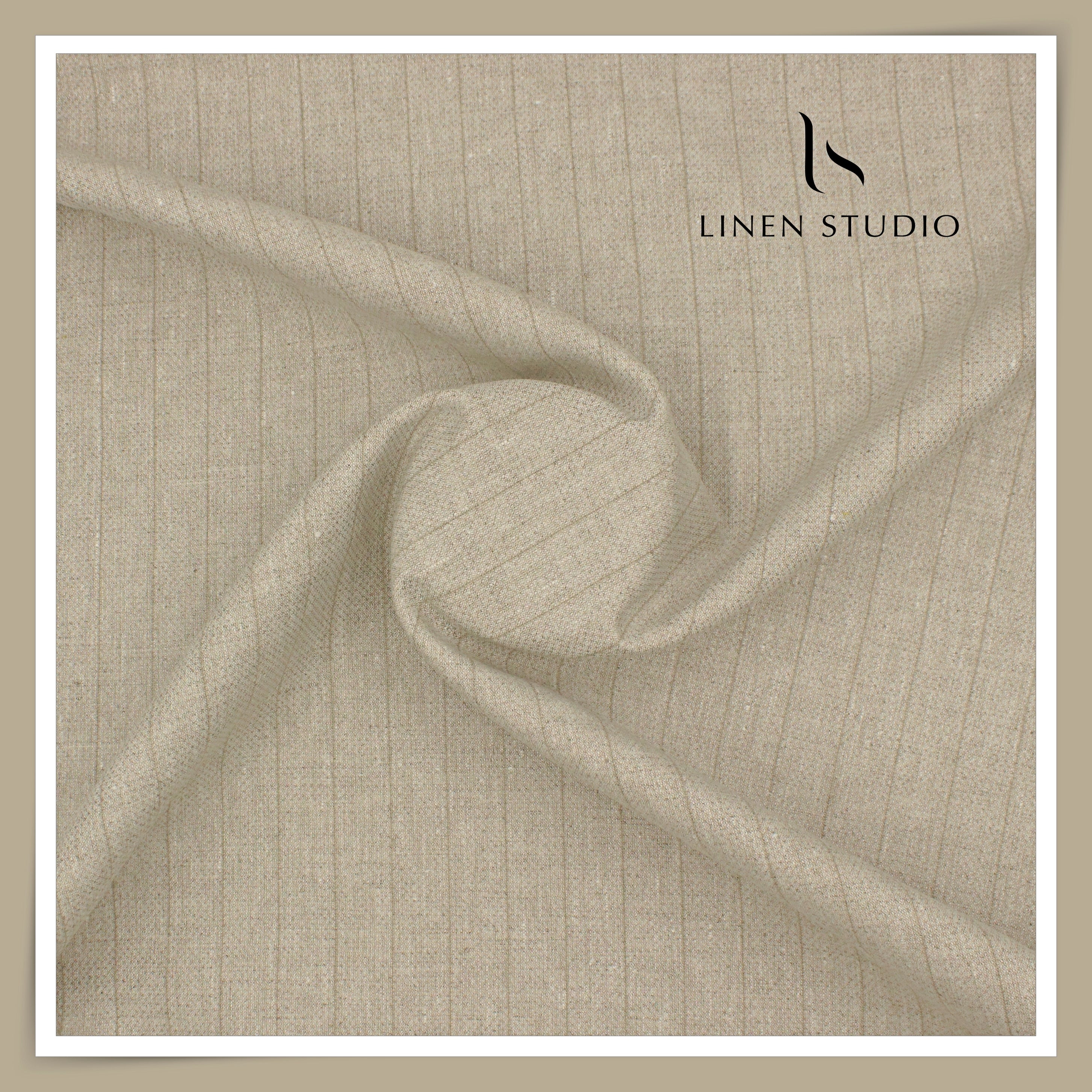 40 Lea Premium Linen Suiting by Burgoyne - Natural Textured Stripes (N ...