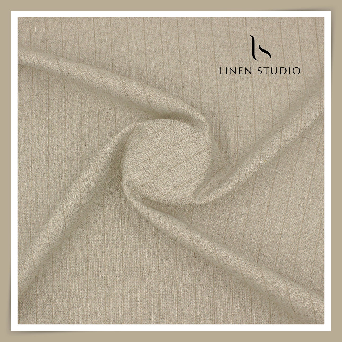 40 Lea Premium Linen Suiting by Burgoyne - Natural Textured Stripes (NEW) (Zoom In)