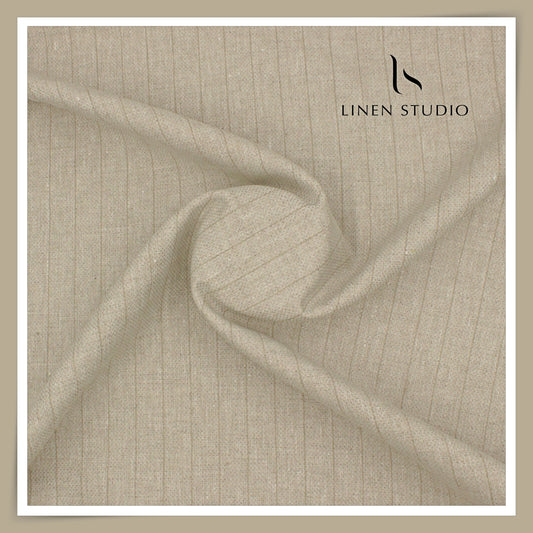 40 Lea Premium Linen Suiting by Burgoyne - Natural Textured Stripes (NEW) (Zoom In)